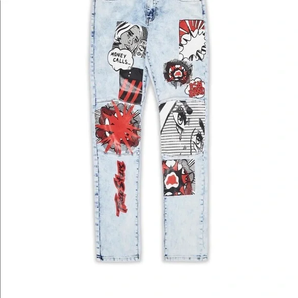REASON CLOTHING NEW YORK Premium Denim And Goods Comic Denim Jeans Multi Size 40 - Picture 2 of 16
